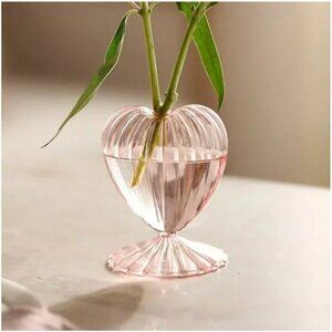 Anthropologie Pink Glass Heart Bud Vase 2